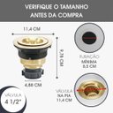 Ver imagem 5 de Valvula Pia Cozinha Dourada Americana 4.1/2 Cesto Removivel