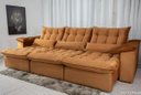 Ver imagem 2 de Sofá Retrátil e Reclinável 3,20m em Tecido Veludo C/ Pillow Nos Braços e Molas Ensacadas Bonel/d33:t