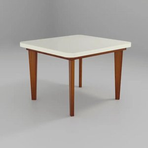 Mesa de Jantar Quadrada com Tampo de Vidro Agape Naturale e Off White 100cm