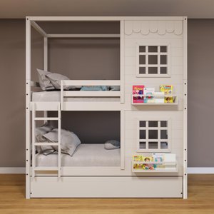 Treliche Casinha Reta com 02 Janelas Madeira Maciça Branco Housin