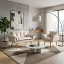 Ver imagem 1 de Kit Namoradeira e Poltrona Decorativa para Sala Recepção Manicure Consultório Alice Tecido Suede