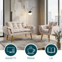 Ver imagem 5 de Kit Namoradeira e Poltrona Decorativa para Sala Recepção Manicure Consultório Alice Tecido Suede