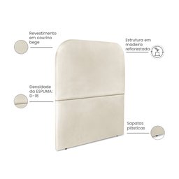 Cabeceira Estofada Solteiro Alana 90cm Corino Bege - 2