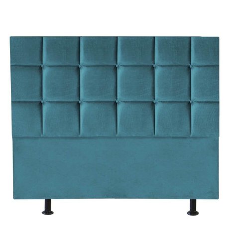 Cabeceira Estofada Cama Box Casal King 195cm Espanha Suede Azul Turquesa- Mabe Magazine