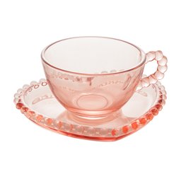 4 Xícaras de Chá Wolff Pearl Coração de Cristal Rosa 180ml - 3