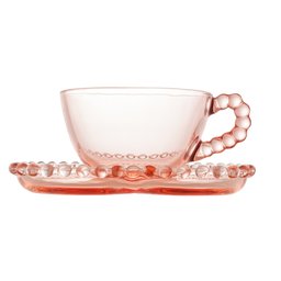 4 Xícaras de Chá Wolff Pearl Coração de Cristal Rosa 180ml - 5