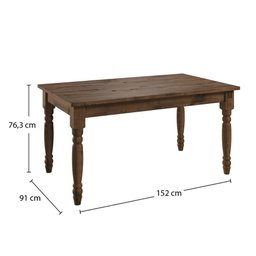 Mesa em Madeira Maciça com Pés Torneados Walnut - 4 Mesa em Madeira Maciça com Pés Torneados Walnut - 4