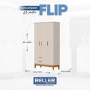 Ver imagem 6 de Guarda Roupa Infantil Flip 3 Portas e 2 Gavetas Areia Fosco - Reller Móveis