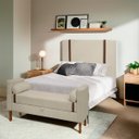 Ver imagem 2 de Kit Cabeceira e Calçadeira Baú para Cama Box Solteiro 90cm Pietro Bouclê - Sofa Store:bouclê Bege