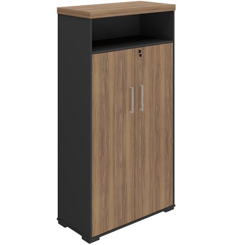 Armário para Escritório com Chave Office Multiuso Atria Executiva A02 Nogal Preto - Lyam Decor