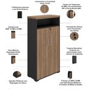 Ver imagem 4 de Armário para Escritório com Chave Office Multiuso Atria Executiva A02 Nogal Preto - Lyam Decor
