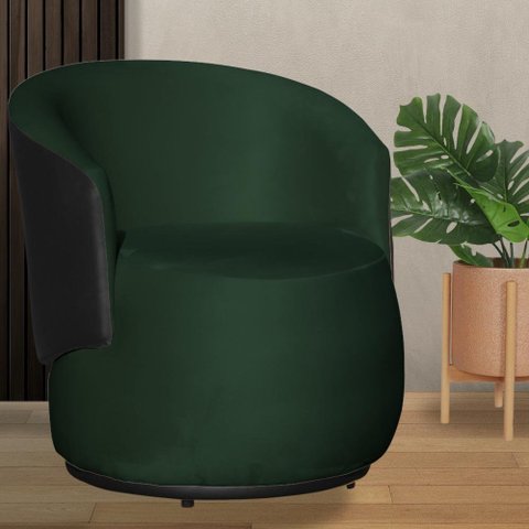 Poltrona Organica Beatriz Veludo Verde C/ Composê Corano Preto - Lm Decor