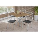 Ver imagem 1 de Conjunto: Mesa Sala Jantar Volga C/ Tampo de Madeira 90cm e 4 Cadeiras Holanda Cromado/nogueira -