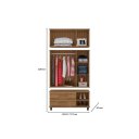 Ver imagem 3 de Roupeiro / Guarda Roupas Hou Triplex 3 Portas + 2 Gavetas com Cabideiros em Alumínio Cor Nature Pz