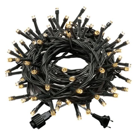 R@cordão 100 Led Fixo Branco Quente 10m com Strobo 220v