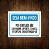 Kit 5 Placas Seja Bem-vindo Não Empurrar Porta Interfone - 1