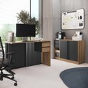 Ver imagem 1 de Conjunto de Escritório com 2 Peças Mesa com Gavetas e Balcão 2 Portas com CJ8052