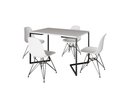 Ver imagem 2 de Mesa Industrial Base Ferro Preto em  V  Tampo 137x90 Branco 4 Cadeiras Assento Branco Ferro Preto