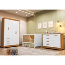 Ver imagem 2 de Dormitório Zaki Guarda Roupa, Cômoda e Berço Katatau Branco Fosco/savana com Colchão Supreme -