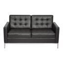 Ver imagem 2 de Sofá Fk 2 Lugares Couro Natural Linha Premium Design Modernista Sala Escritório Recepção - Preto