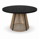 Ver imagem 2 de Mesa Laguna Redonda Tampo Ripado Estrutura Alumínio Pintura Eletrostática Preto Lrg 100cm