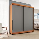 Ver imagem 1 de Roupeiro Solteiro Madri 2 Portas 2 Gavetas 177x213cm Cinza/Freijó 250703