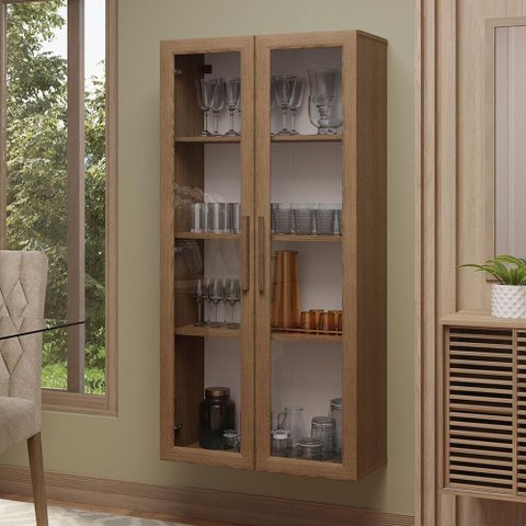Cristaleira Suspensa 70 Cm 2 Portas de Vidro Rustic Madesa Rustic