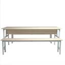 Ver imagem 2 de Conjunto Mesa Refeitório 6 Lugares com Banco Separado Copa:fresno/cinza Cristal