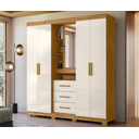 Ver imagem 1 de Guarda Roupa Solteiro Ambiente Eldorado 5 Portas Freijó Off White com Espelho Cod 683.005
