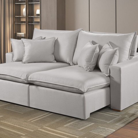 Sofá Retrátil e Reclinável 5 Lugares M-196 2,90m Molas Ensacadas Pillow Top Almofadas Estofados Mart