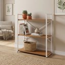 Ver imagem 1 de Estante Aparador Industrial em Aço 3 Prateleiras 87 x 72cm LI007 Canela/Branco