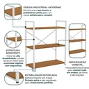 Ver imagem 4 de Estante Aparador Industrial em Aço 3 Prateleiras 87 x 72cm LI007 Canela/Branco