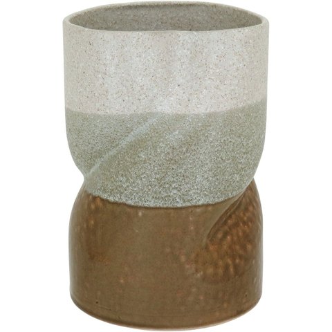 Vaso Decorativo Enfeite Casa Cerâmica 21x14x14cm Marrom