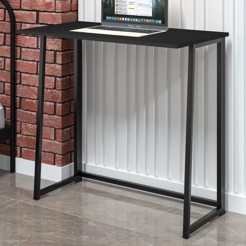 Mesa para Escritório Alion Dobrável Preto Industrial Slim
