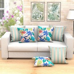 Kit Capa Almofada Listrada Dourada e Alpes Colorida 2 Unidad - 3