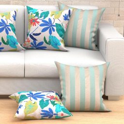 Kit Capa Almofada Listrada Dourada e Alpes Colorida 2 Unidad - 4