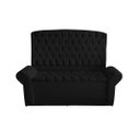 Ver imagem 1 de Kit Dubaí Cabeceira de Cama Box Casal e Recamier Baú Solteiro 90 Cm Suede Preto Eli Móveis