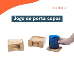 Kit porta copos de bambu quadrado 12 peças - Oikos - 2