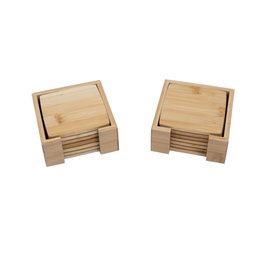 Kit porta copos de bambu quadrado 12 peças - Oikos - 1