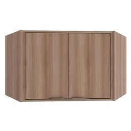 Armário Aéreo De Canto Suspenso Parede Multiuso Cozinha 2 Portas MDF Organizador Marrom Madeira - 2