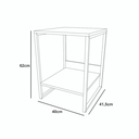 Ver imagem 3 de Mesa Cabeceira de Cama Criado Industrial Base de Ferro Branco Tampo Amêndoa