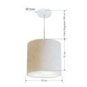 Ver imagem 3 de Lustre Pendente Cilíndrico Md-4036 Cúpula em Tecido 30x31cm Linho Bege - Bivolt