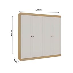 Guarda Roupa Provençal 198cm X 200cm 4 Portas 2 Gavetas Cor:savana com Branco - 3