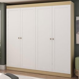 Guarda Roupa Provençal 198cm X 200cm 4 Portas 2 Gavetas Cor:savana com Branco - 1