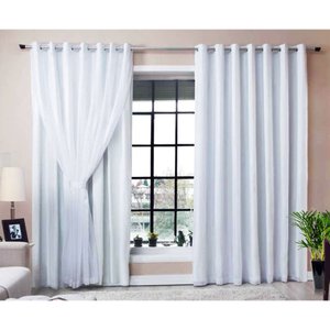 Cortina Voil 3.00 x 2.70 Forro Blackout Branco Gelo Ilhós Cromado