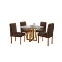 Ver imagem 2 de Conjunto Sala de Jantar Natalle 4 Lugares Mesa Redonda 1,2m com 4 Cadeiras Móveis Mundial