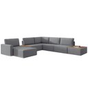 Ver imagem 2 de Sofá de Canto 5 Lugares com Chaise Modular Moderno Premium Veludo Cinza Escuro Agatha