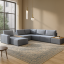 Ver imagem 1 de Sofá de Canto 5 Lugares com Chaise Modular Moderno Premium Veludo Cinza Escuro Agatha