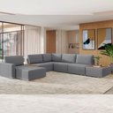 Ver imagem 3 de Sofá de Canto 5 Lugares com Chaise Modular Moderno Premium Veludo Cinza Escuro Agatha