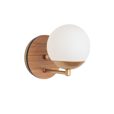 Arandela Jabuticaba Dourada Canopla Louro Freijó Globo Vidro:dourado